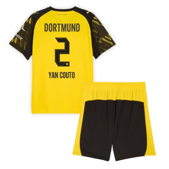 Billige Fotballdrakt Borussia Dortmund Yan Couto #2 Replika Hjemmedraktsett Barn 2025-26 Kortermet (med bukser)
